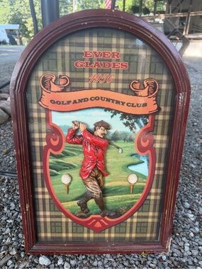 vintage 2006 wooden golf plaque 3D sign Ever Glades 1956 Golf Country Club